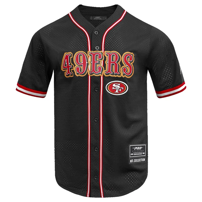 Pro Standard Mens NFL San Francisco 49Ers Mesh Button Down Top Black/Red M