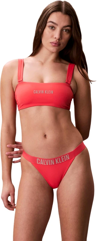 Calvin Klein Women Bandeau W Straps LV00Q61223 Swim Tops, Pink (Punch Pink), M
