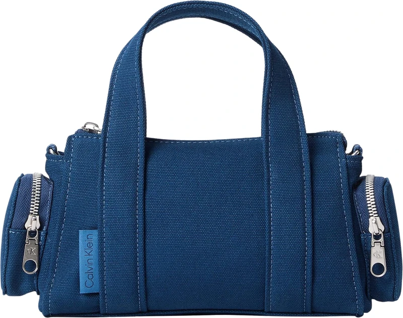 Calvin Klein Women's Webbing Strap Canvas Pocket Bag LV04F3464G, BLUE, One Size