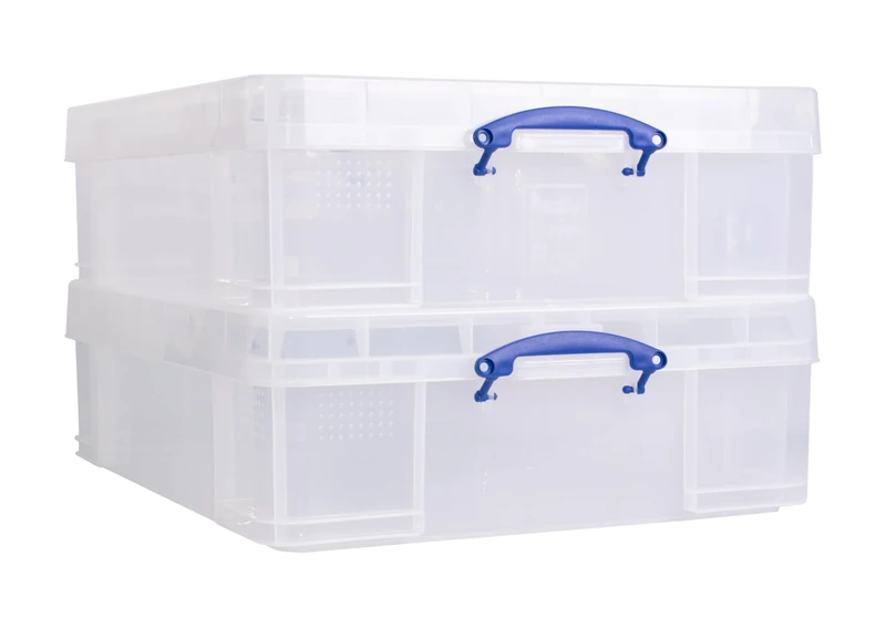 Really Useful Box Plastic Storage 70 Litre Clear Pack of 2