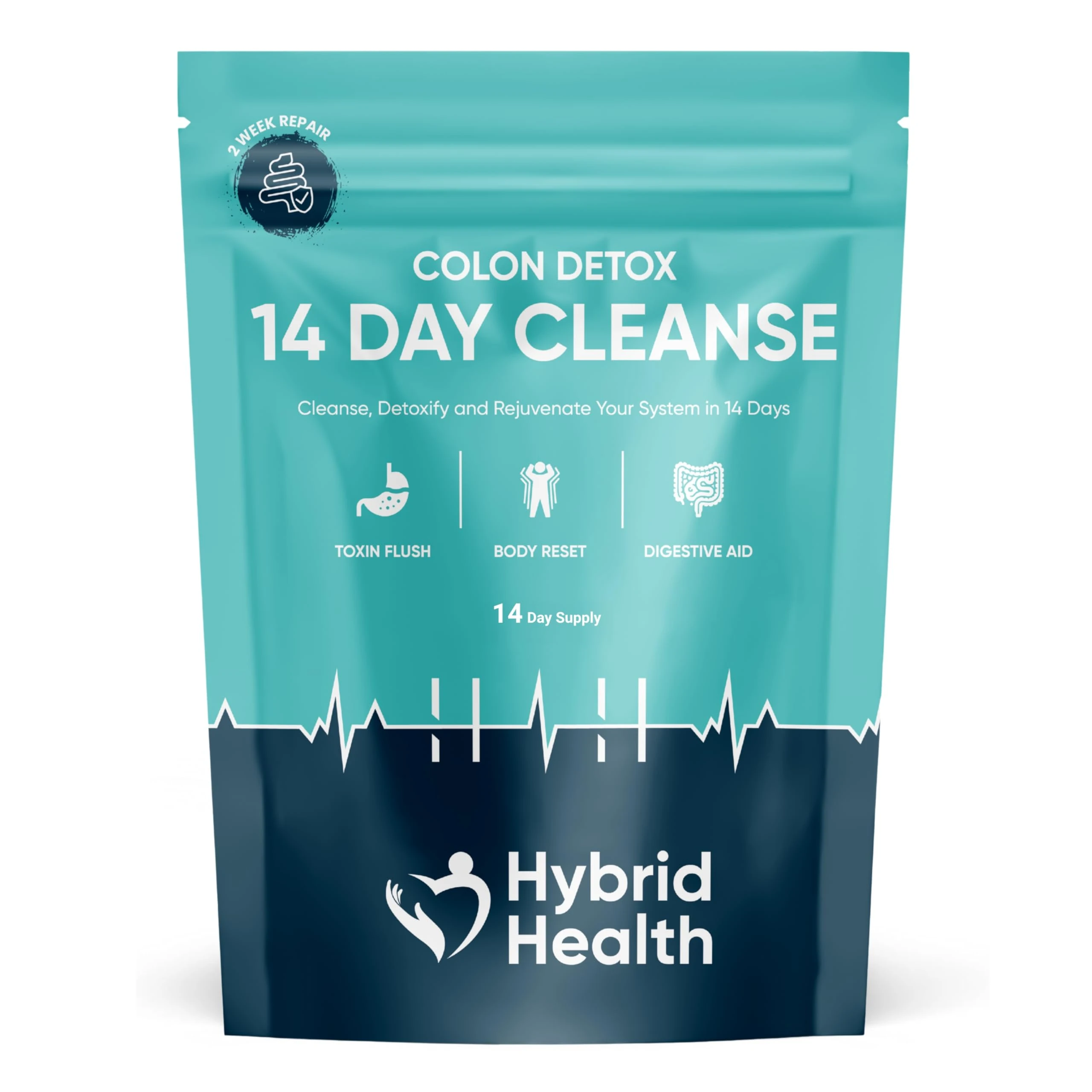 Hybrid Health Colon Cleanse | Rapid 14 Day Detox Supplement for Men & Women | Gut Health | Non GMO Gut Cleanse