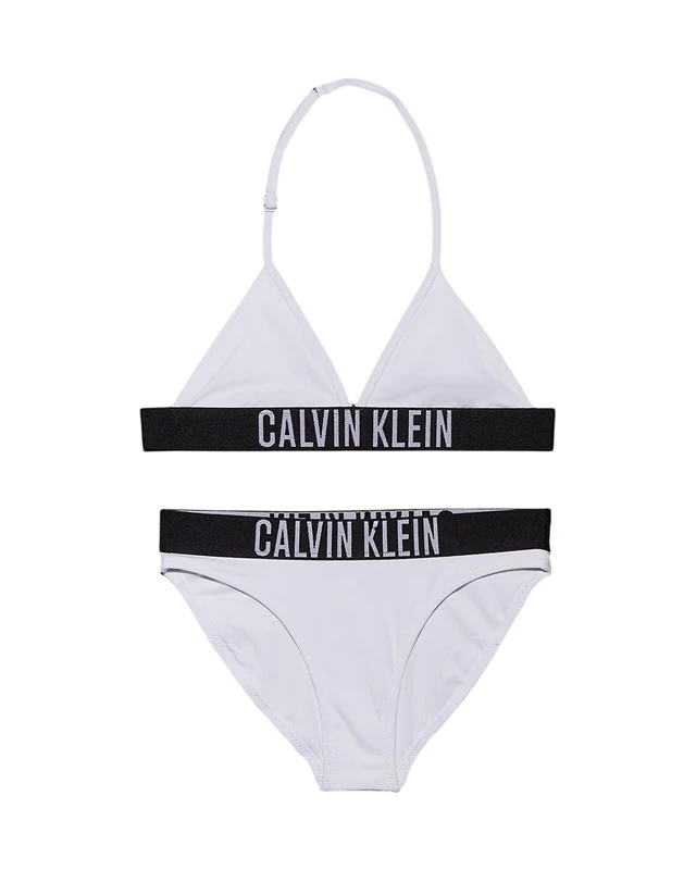 Calvin Klein Girls Triangle Bikini Set Ky0Ky00090 Swim Tops, White (Brilliant White), 12-14 Years