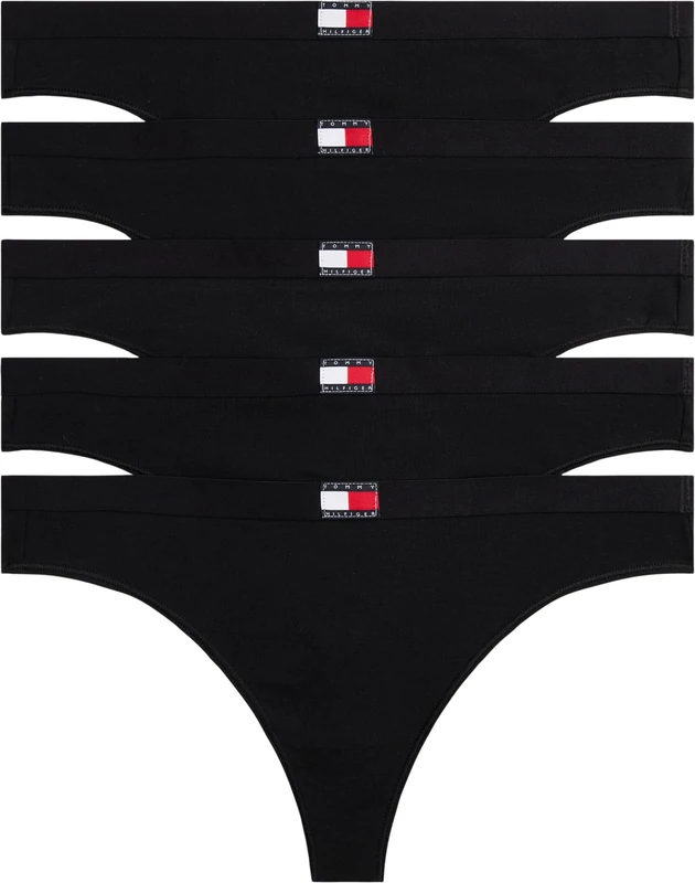 Tommy Hilfiger Women 5 PACK THONG WHITE (Black/Black/Black/Black/Black) S