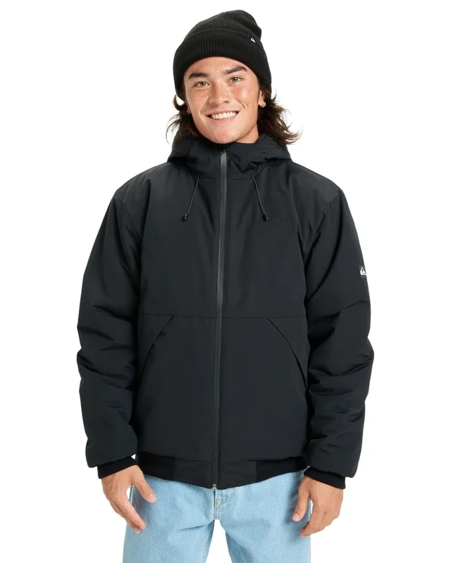Quiksilver Cold Weather Hooded Jacket Brooks 3K Jacket Mens Black XS