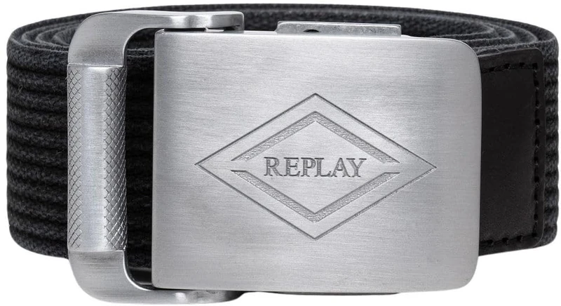 Replay Men's Am2682 Belt, 0094 Silver Black, 85 - Image 1