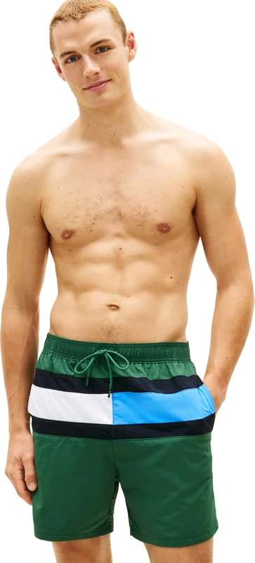 Tommy Hilfiger Men's Medium Drawstring UM0UM03474 Swim Trunk, Green (Street Green), L