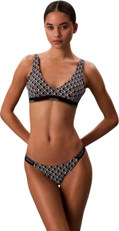 Calvin Klein Women Bikini LV00Q61206 Swim Bottoms, BLACK (20242 ICON COTTON EMBLEM W BLACK), S