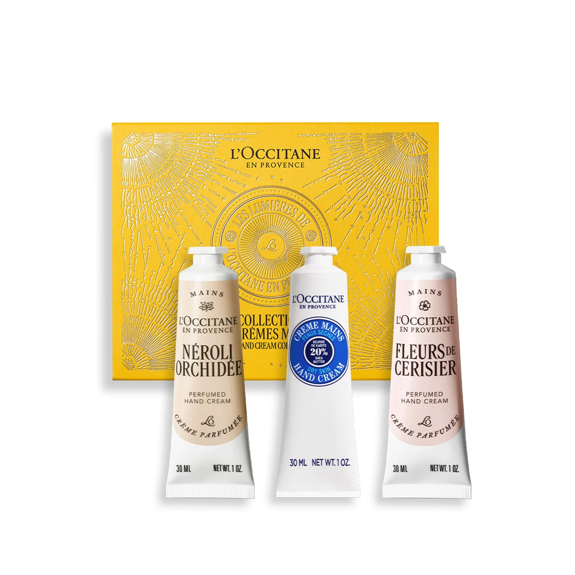 L'OCCITANE Floral Hand Cream Trio, Cherry Blossom, Neroli Orchid & Shea Butter, Hydrating Mini Hand Cream Gift Set for Everyday Hand Care