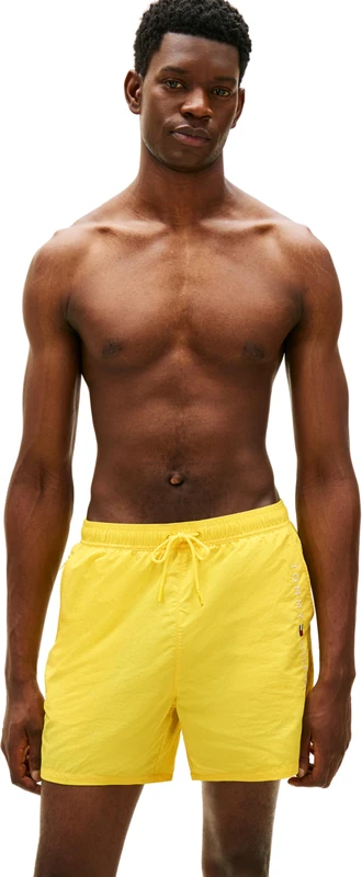 Tommy Hilfiger Men's Medium Drawstring Zip Pocket UM0UM03748 Swim Trunk, Yellow (Buttercup Yellow), S