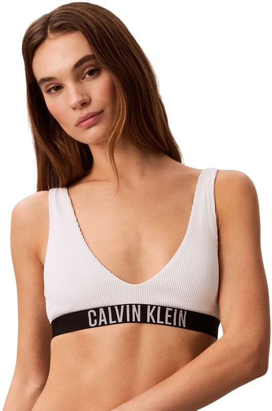 Calvin Klein Women’s Bikini Top Bralette Ribbed, White (Classic White), XS - Image 1