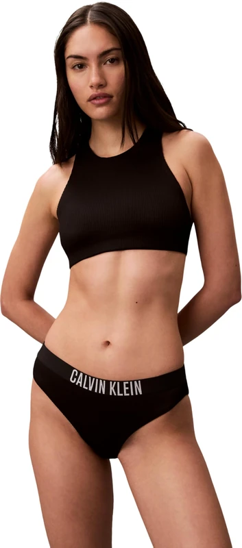 Calvin Klein Women High Neck Bralette LV00Q61212 Swim Tops, Black (Black), M - Image 1