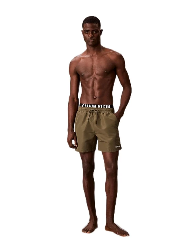 Calvin Klein Men 5" Boxer Intense Power Lv00N61015 Swim Bottoms, Beige (Brush Green), XL