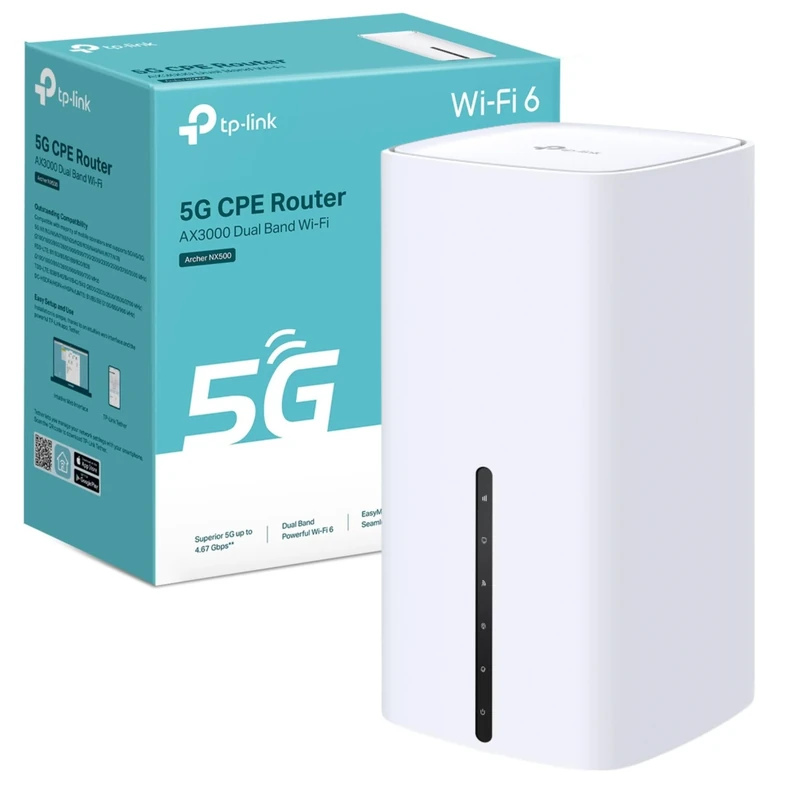 TP-Link Archer NX500 AX3000Mbps WiFi 6 5G Wireless Gigabit Router, Dual-Band WiFi Router With Sim Slot, Up To 4.67Gbps Download Speeds, Gigabit LAN/WAN Port, SIM Card Plug & Play, EasyMesh-Compatible