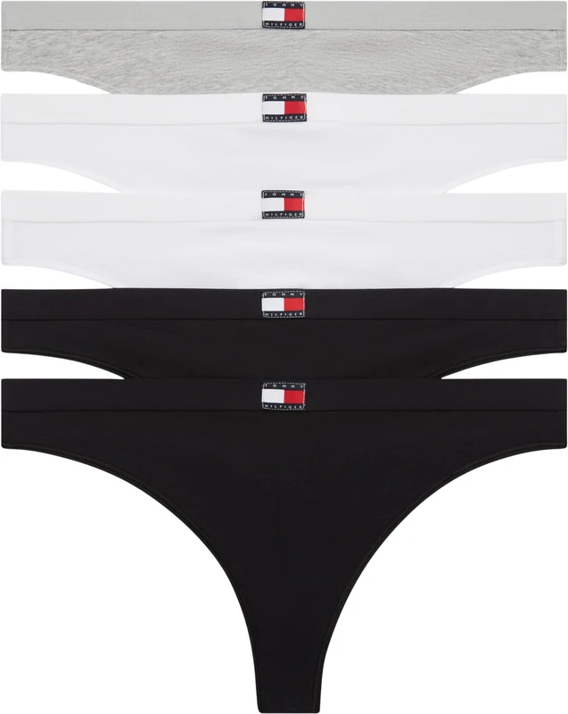 Tommy Hilfiger Women 5 PACK THONG GREY (Grey/White/White/Black/Black) XL