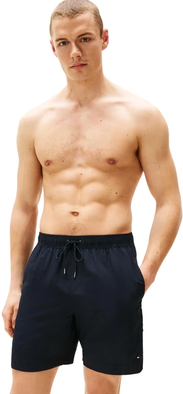 Tommy Hilfiger Men's Long Drawstring Im & Na UM0UM03309 Swim Trunk, Blue (Desert Sky), M