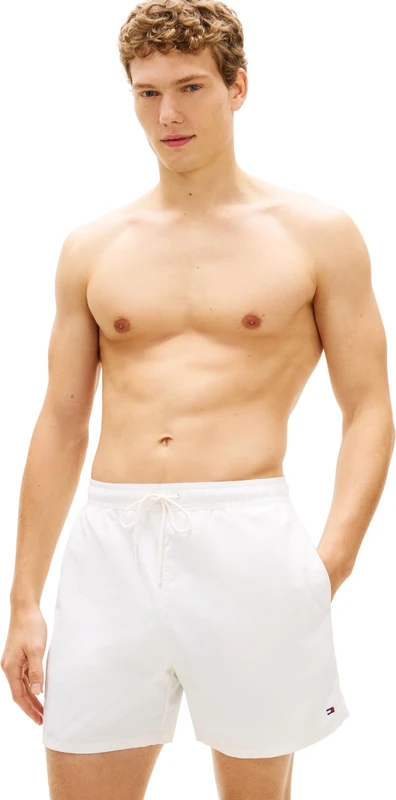 Tommy Hilfiger Men's Medium Drawstring Um0Um03477 Swim Trunk, Yellow (Ivory Petal), L