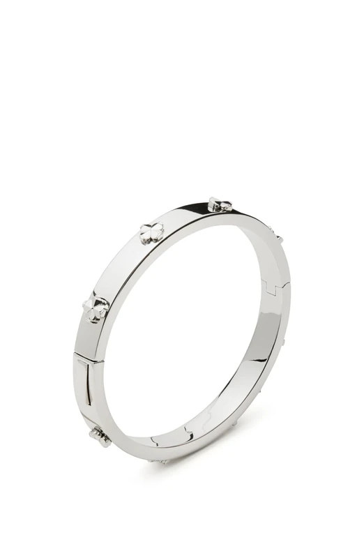 Kate Spade New York Spade Flower Hinge Bangle (Silver)