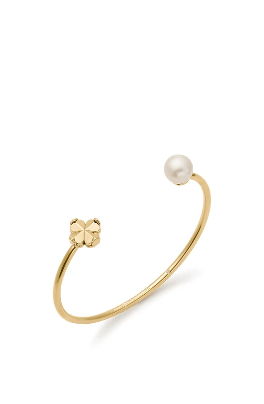 Kate Spade New York Spade Flower Pearl Bangle, White Gold