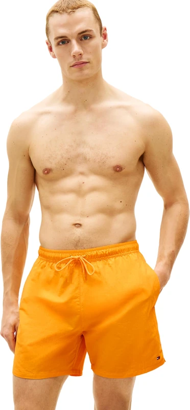 Tommy Hilfiger Men's Medium Drawstring Um0Um03477 Swim Trunk, Orange (Orange Flash), S