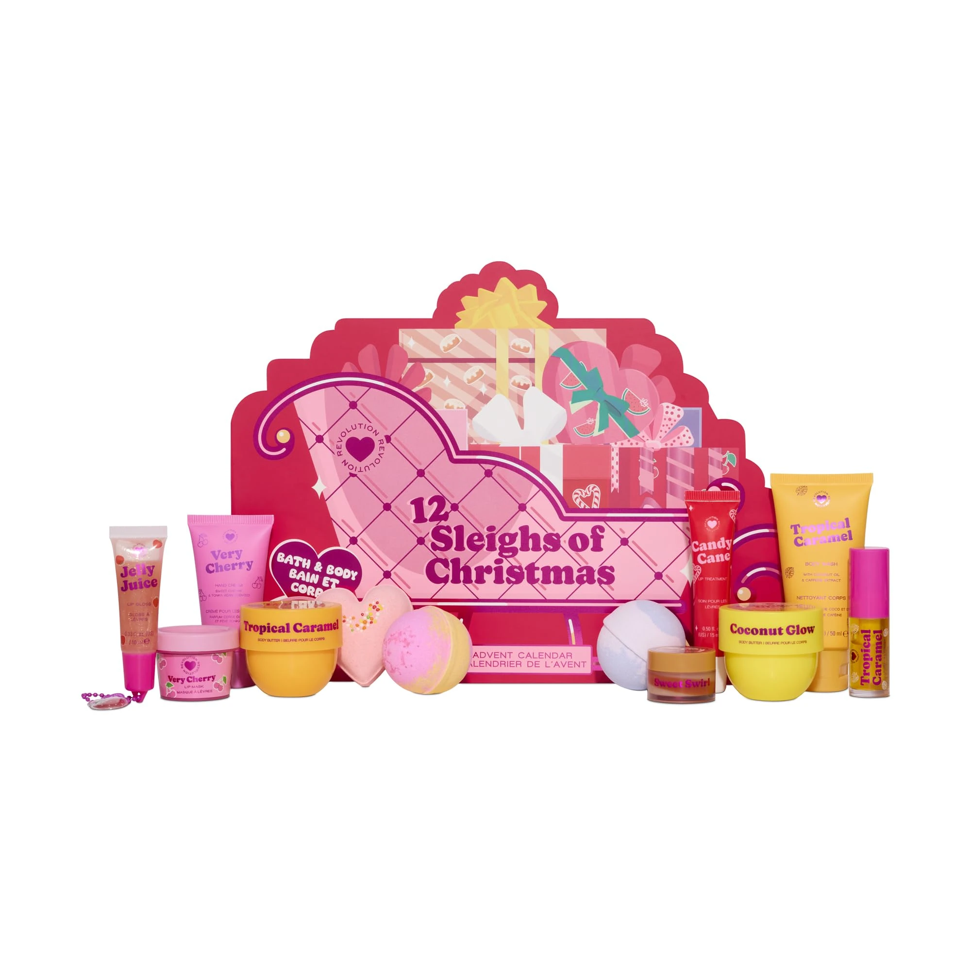 I Heart Revolution 12 Sleighs of Christmas Advent Calendar 2025, 12 Must-Have Beauty Products, Gift Set with Body Wash, Butter & Bath Treats, Vegan & Cruelty-Free