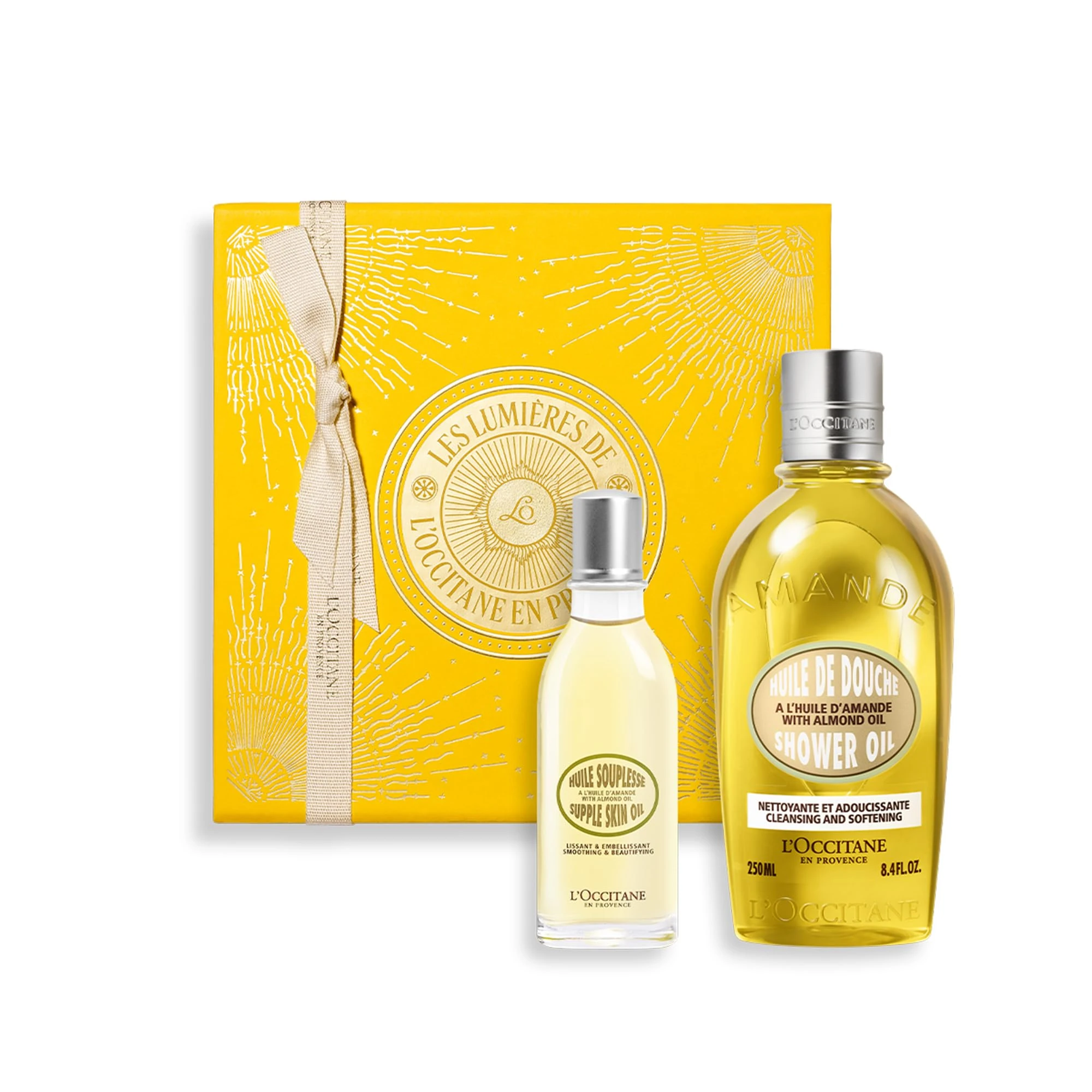L'OCCITANE Almond Oil Collection, Nourishing Supple Skin & Shower Oil Duo for Glowing Skin, Premium & Clean Beauty Bath & Body Gift Set for All