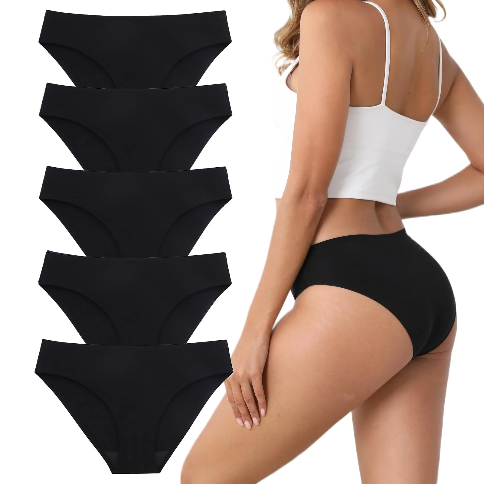 YCQQPRO Seamless Knickers for Women Breathable No Show Underwear Comfortable No Vpl Show Ladies Briefs Soft Moisture Wicking Bikini Panties Multipack