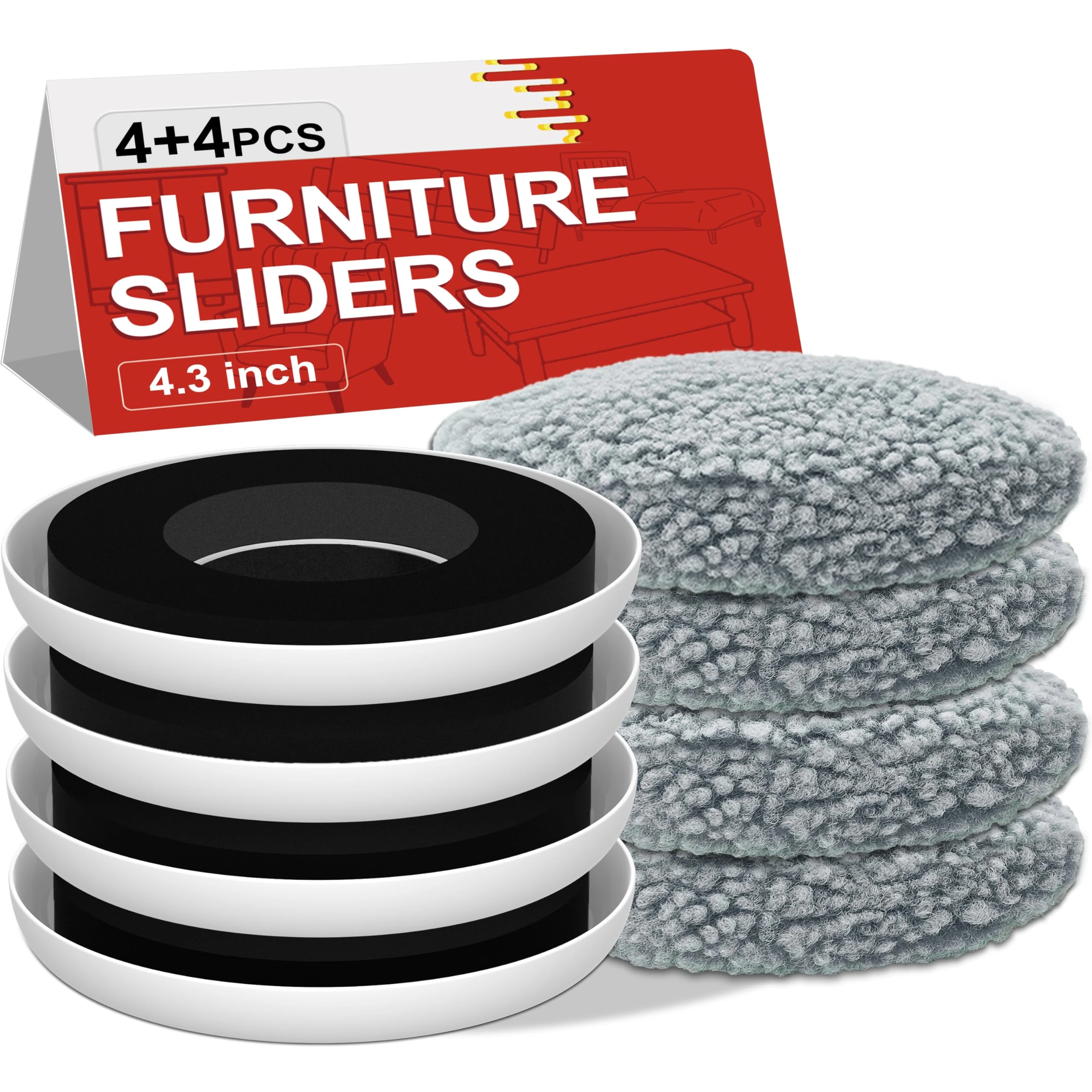 NIUXX Furniture Sliders for Carpet, 4 Set Appliance Sliders with Anti-Slip Groove, Round Heavy-Duty Furniture Moving Gliders with Socks for Hardwood, Moving Heavy Bed Sofa Tables Cabinet Easily