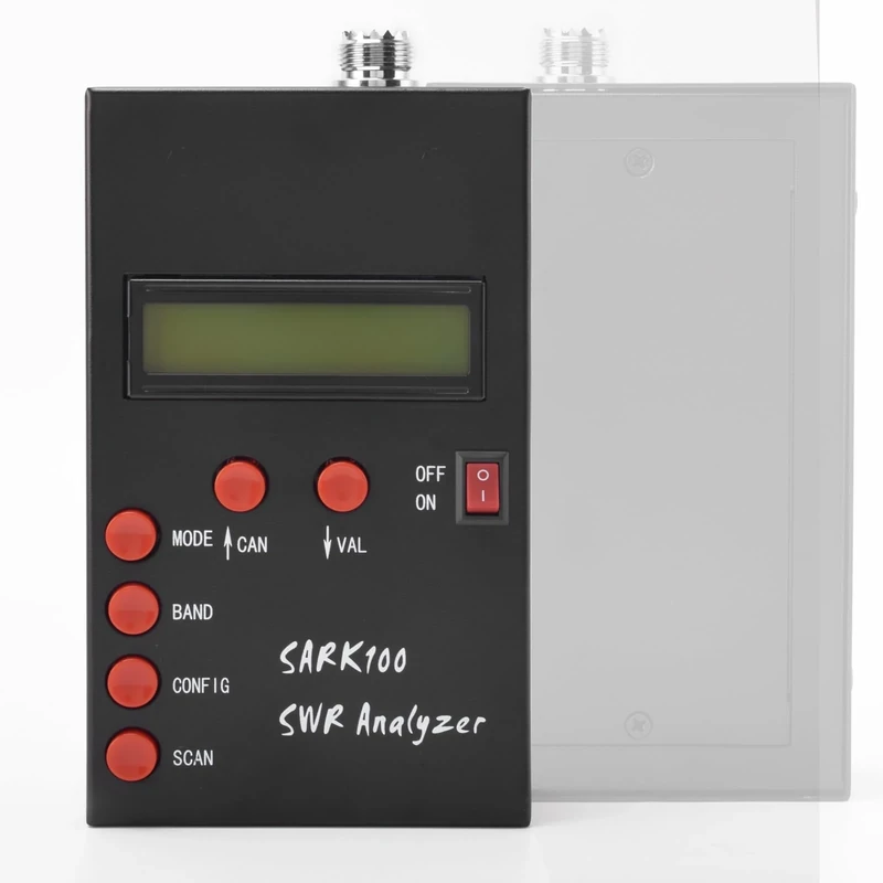 Sark100 Portable Antenna Analyzer Meter, Precise SWR Measurement Tool for Ham Radio Enthusiasts and Field Technicians, Compact User-Friendly Black Plastic Design 5.91 x 3.54 x