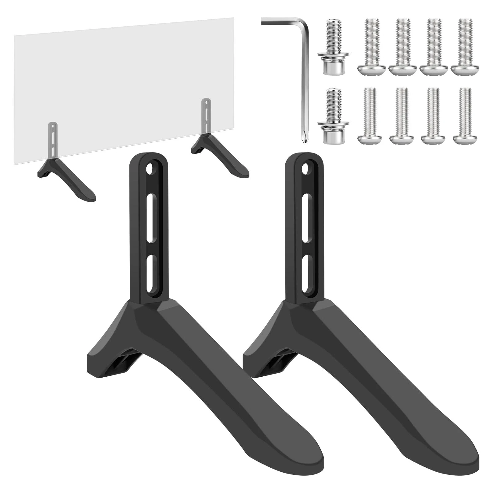 TV Stand Legs Replacement Universal Plastic TV Base Pedestal Feet with Screws Table Top TVStand Base Legs for Most for 32-65 Inch LCD/LED/Plasma Flat Screen TVs Compatible with TCL, Sony, Xiaomi