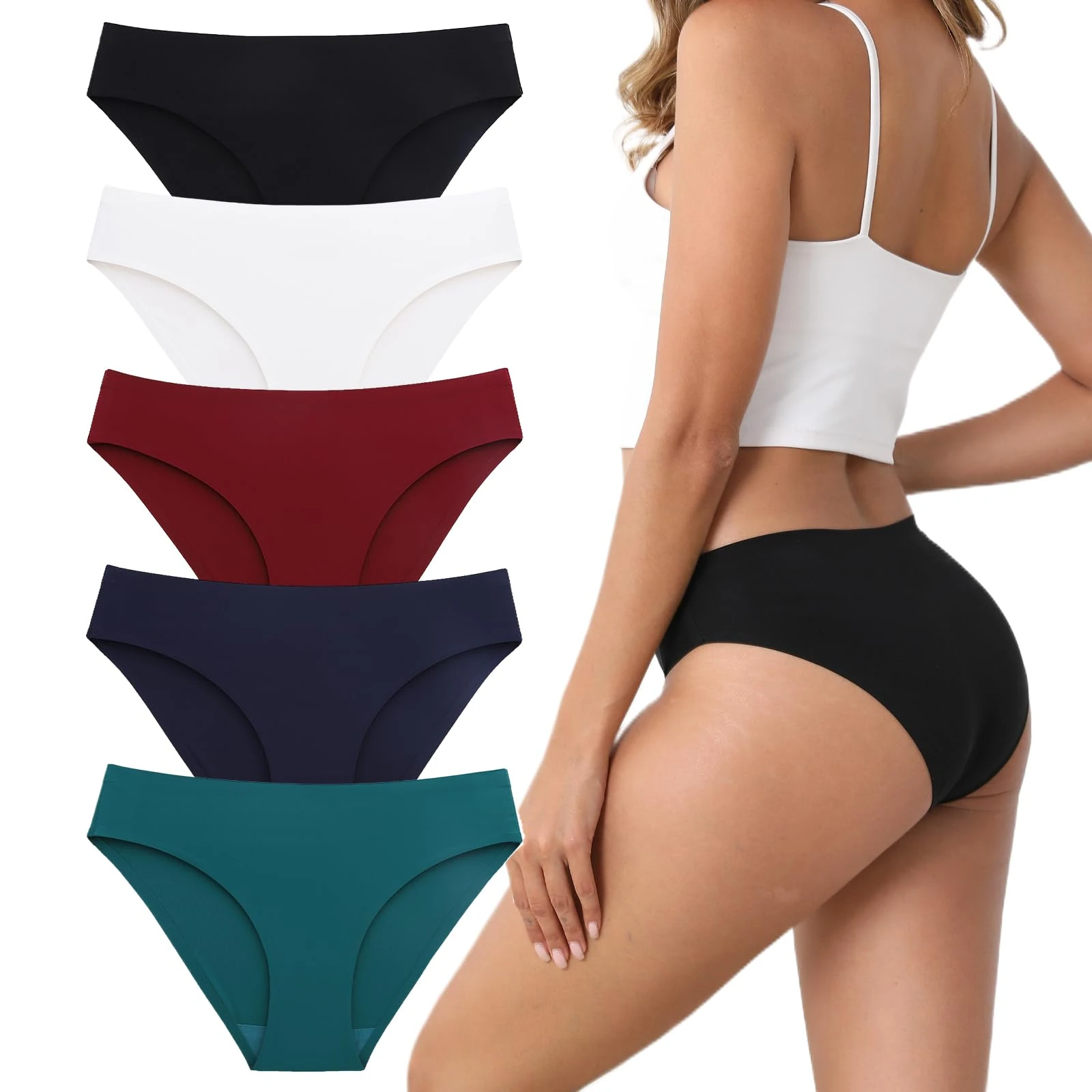 YCQQPRO Seamless Knickers for Women Breathable No Show Underwear Comfortable No Vpl Show Ladies Briefs Soft Moisture Wicking Bikini Panties Multipack