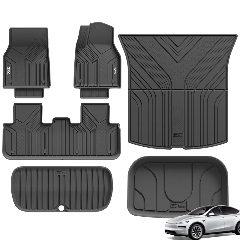 3W 6 Pcs Floor Mats and Boot Liner Fit for Tesla Model Y Juniper Premium Performance 2025 2026 New Version (Not for Standard), Thorex™ All Weather Dog Friendly Full Coverage Car liners & Trunk Mats