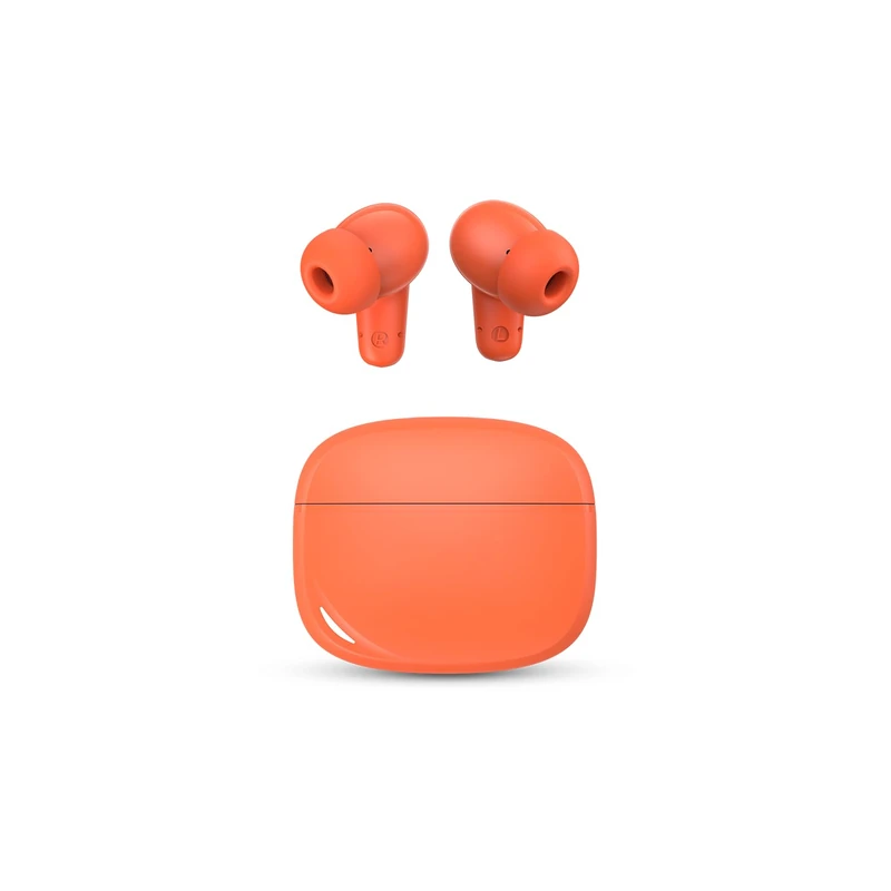 SPC Boost Buds - Wireless Bluetooth Headphones with ENC Noise Cancellation | 30 Hours Battery Life | Google Fast Pair | 4 Microphones | IPX4 | Touch Control and Voice Assistant - Orange