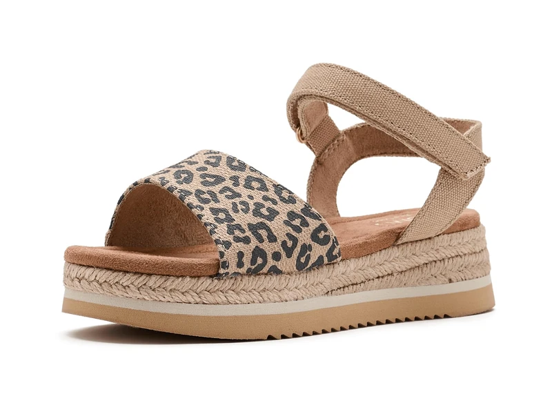 TOMS Youth Girl's Diana Platform Wedge Sandal, Oatmeal Small Leopard Spots, 4 UK