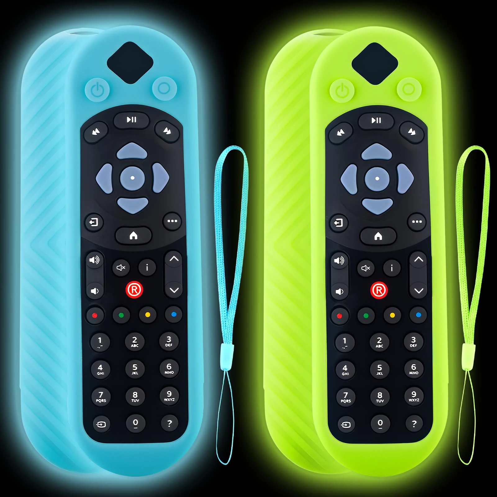 2pcs Remote Control Cover for Sky Q Voice Remote Control SKY135, Sky Q Touch Remote Control, Silicone Protective Case Luminous Sleeve Skin Holder with Lanyard, Shockproof Battery Back Protector