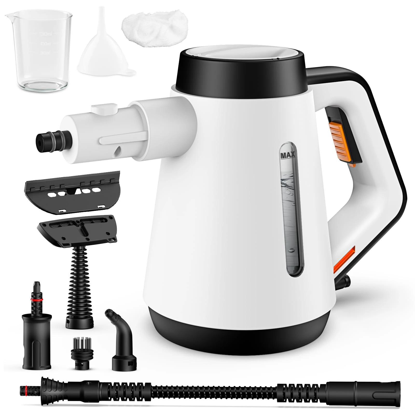 Fippesax Handheld Steam Cleaner, 400ml Pressurized Multi-Purpose Steam Cleaner with 9pcs Accessories,Chemical Free Steam Cleaners for Home Use,Cleaning Floor,Tile,Windows,Couch,Grout (White)