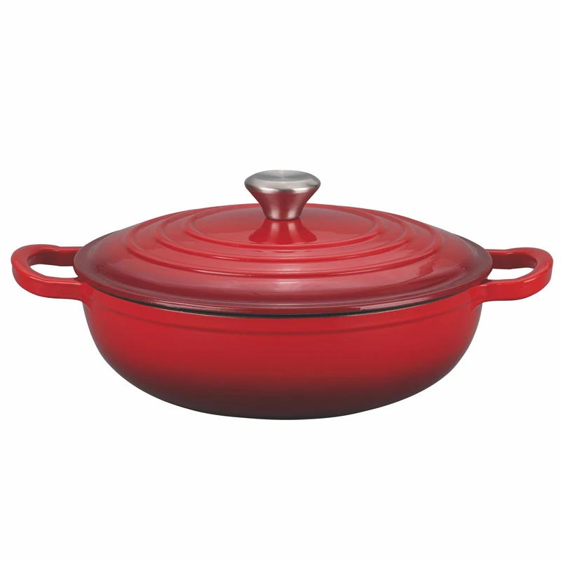 Galileo Les Cocottes SìChef 12" Cast Iron Enamelled Induction Red Saucepan with Lid