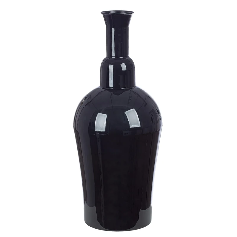 GILDE Filu vase, metal, glossy black, height 55 cm x width 25 cm, decorative vase