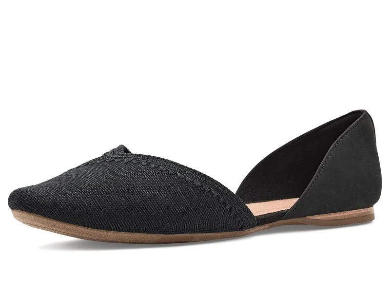 TOMS Women's Gemma D'Orsay Ballet Flat, Black Heritage Canvas/Leather/Embroidery, 3.5 UK