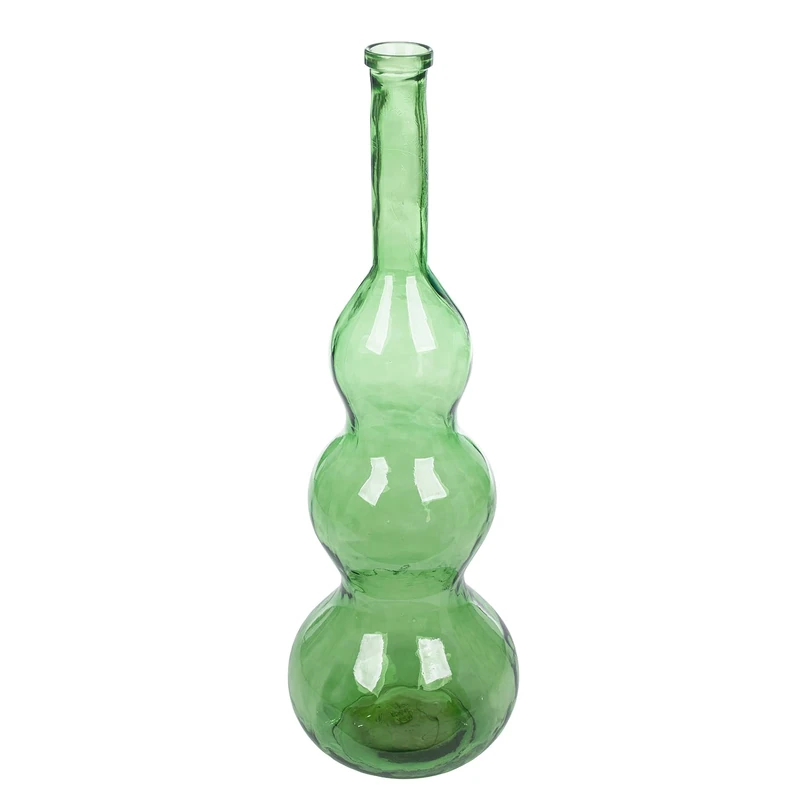 GILDE Balleros Glass Vase, Bulbous Shape, Green, Height 100 cm x Diameter 33 cm, Decorative Vase