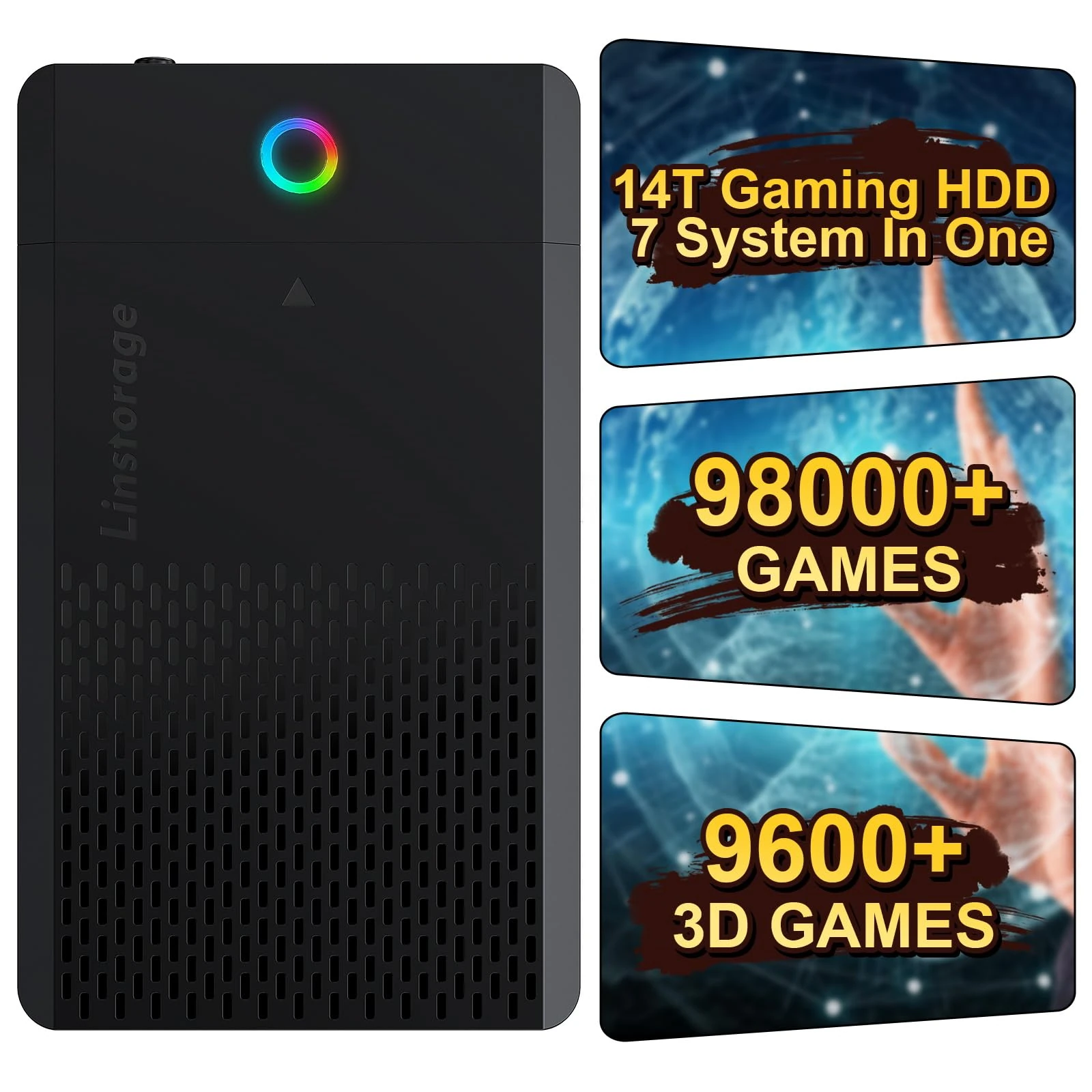 NEW 14TB Retro Gaming Hard Drive Preloaded with 98000+ Games | Plug & Play for 7 Gaming Systems | 9800+ 3D & 1000+ High-End PC Games | USB 3.1 Portable External Hard Drive for Windows PC 7/8/10/11