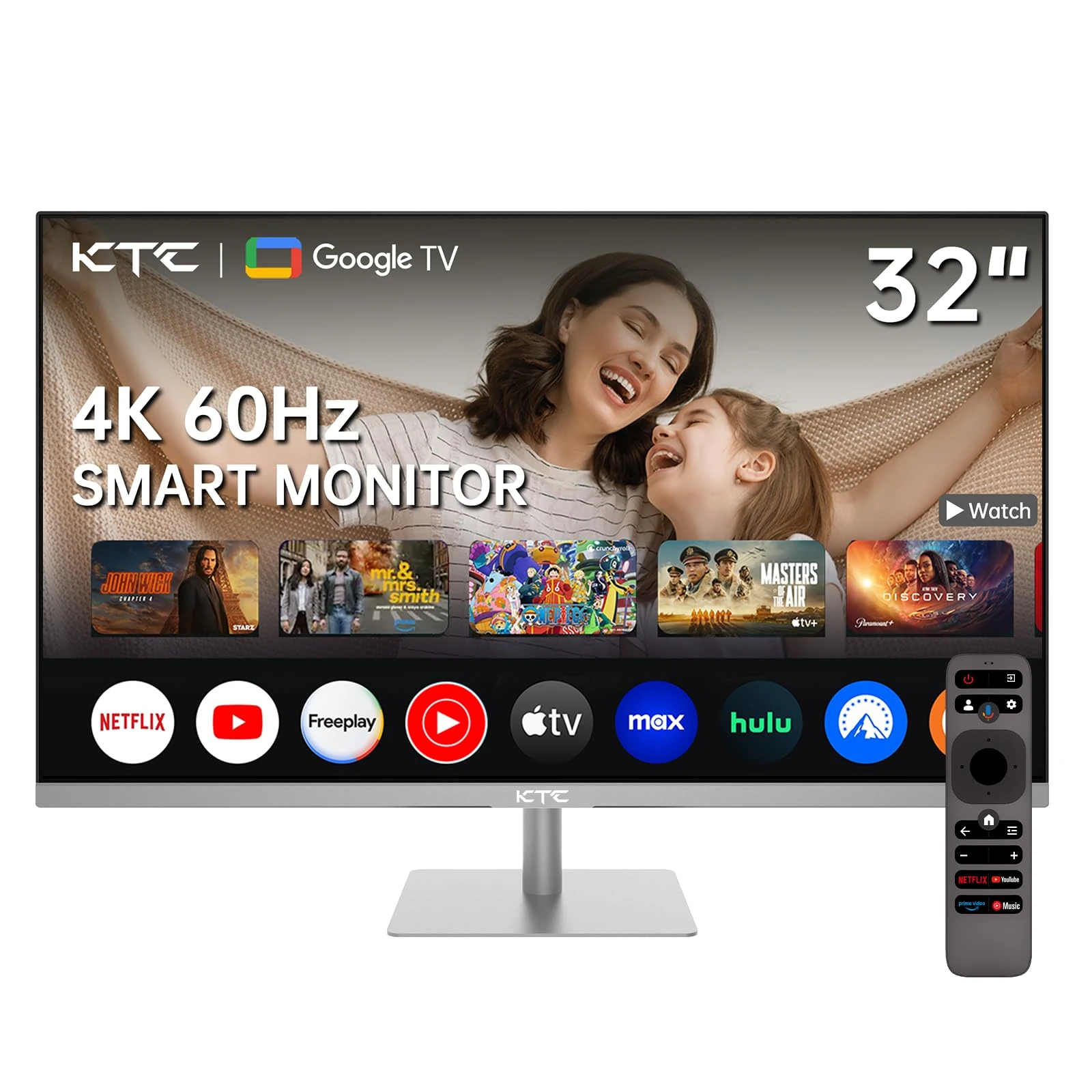 Smart Monitor 32 Inch with Smart TV System | UHD 4K@60Hz | Bluetooth, WiFi, Speaker, KVM | Voice Remote | HDR10 | HDMI 2.1, DP 1.4, PD 65W USB C (DP), USB-A x 4