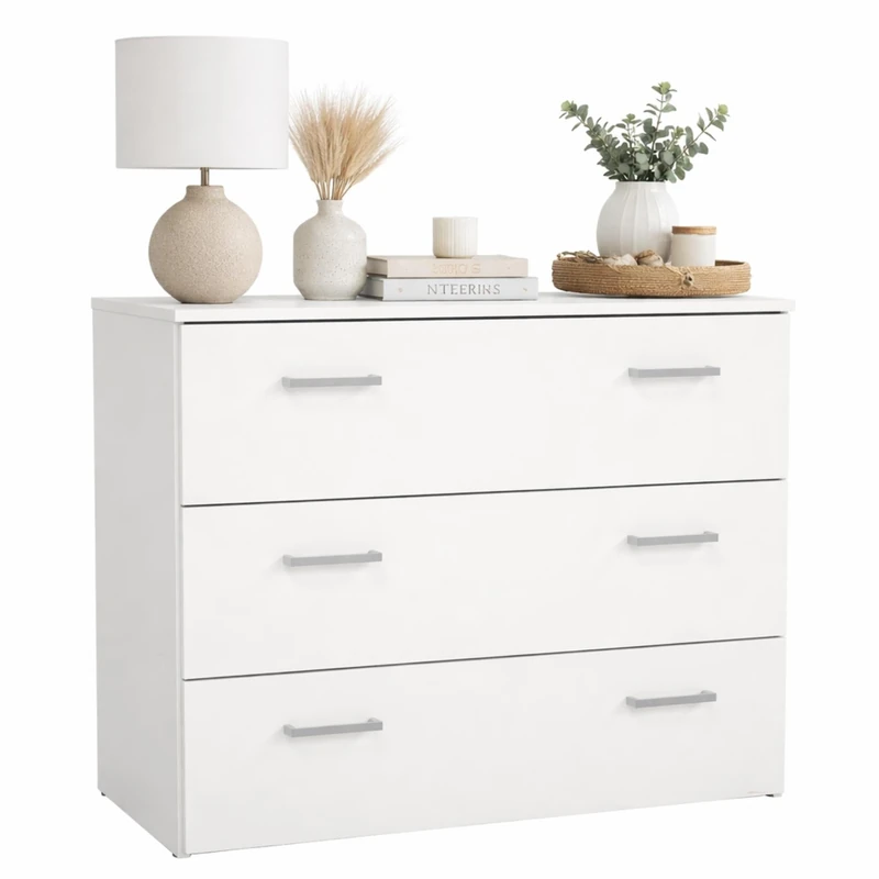 WELL HOME MOBILIARIO & DECORACIÓN Chest Chest Chest with 3 Drawers White 74 x 36 x 70 cm - Image 1