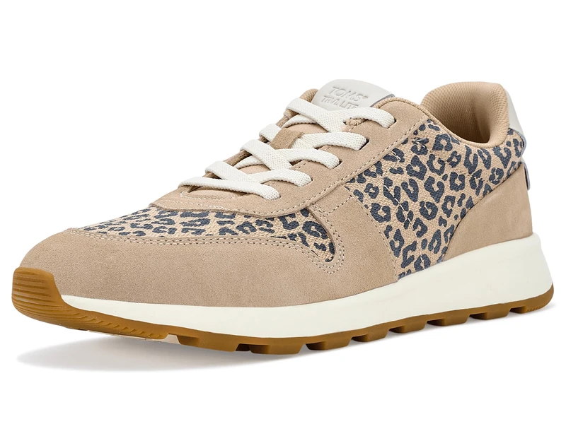 TOMS Women's TRVL LITE Retro Sneaker, Oatmeal Small Leopard Spots/Suede, 7.5 UK