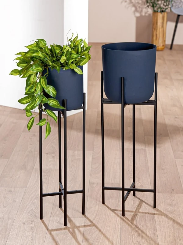 GILDE Decorative vase, Iron, Midnight Blue, Höhe 80cm