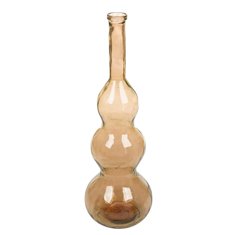 GILDE Balleros Glass Vase, Bulbous Shape, Brown, Height 100 cm x Diameter 33 cm, Decorative Vase
