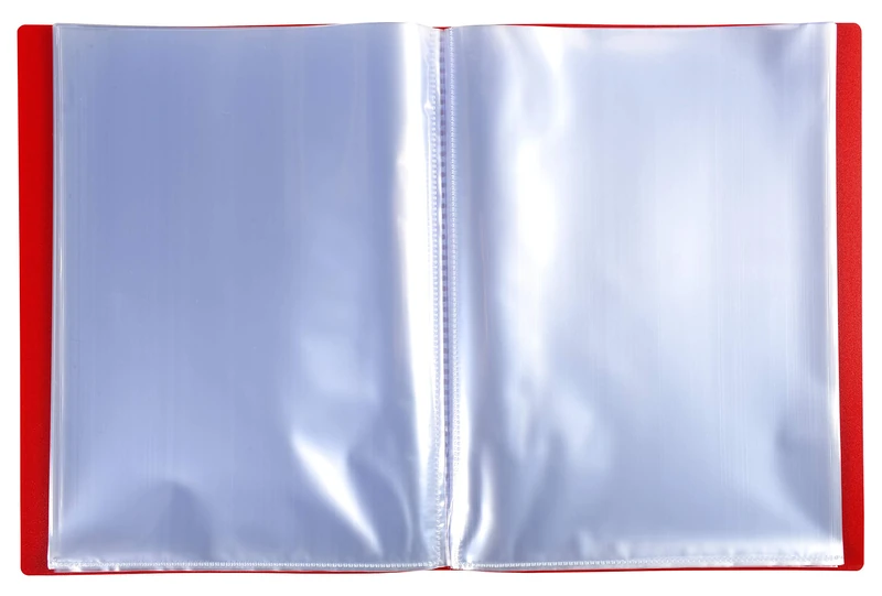 Exacompta - Ref 88115E - Box of 8 OPAK document protectors - 100 smooth crystal pockets - 200 sheets - for A4 size - dimensions 24 x 32 cm - semi-rigid polypropylene cover - color red