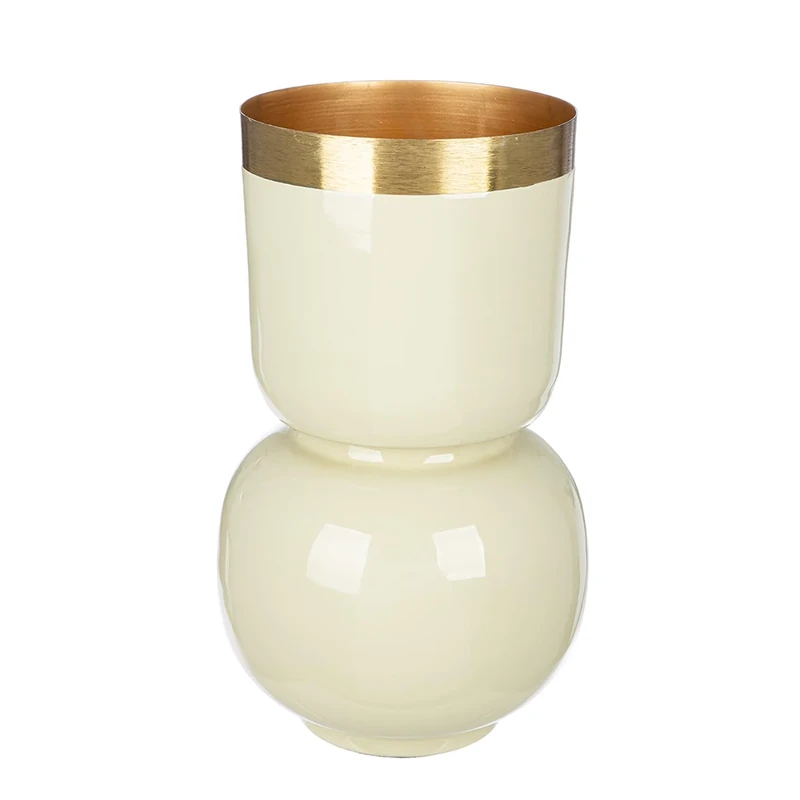 GILDE Roro Vase Metal Glossy Cream Height 31 cm x Diameter 18 cm Flower Vase