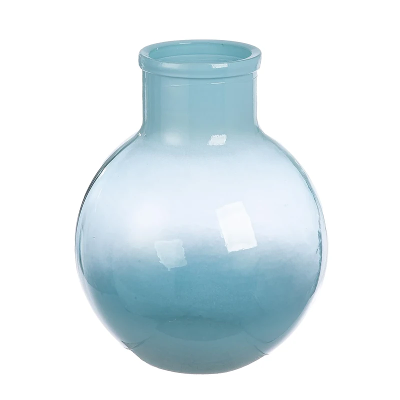 GILDE Novelle Vase Glass Bulbous Height 31 cm x Diameter 24 cm Blue Table Vase