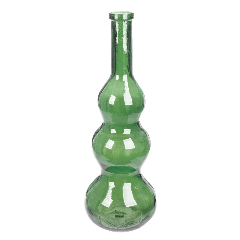 GILDE Balleros Glass Vase – Bulbous Shape – Green – Height 75 cm x Diameter 27 cm – Decorative Vase