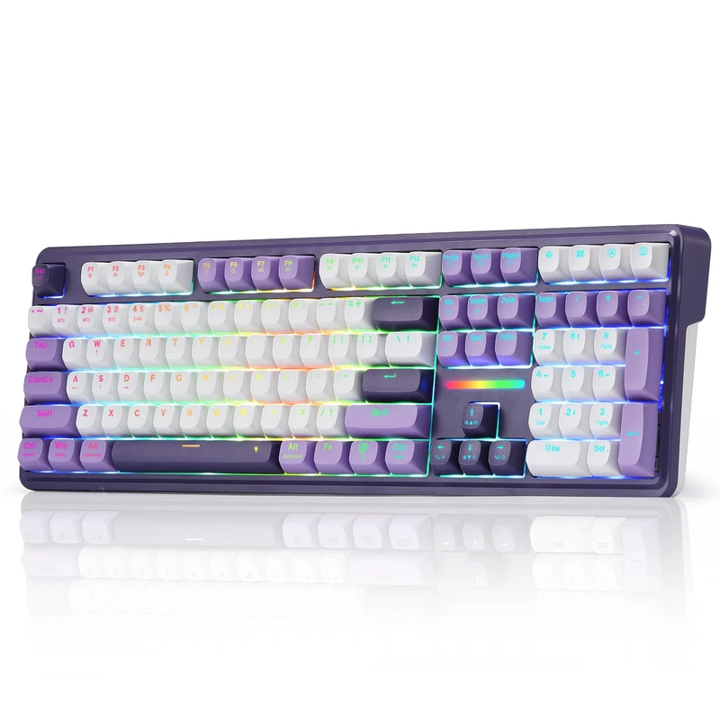 Redragon K745 PRO Wireless Gasket RGB Gaming Keyboard 108 Keys Mechanical Keyboard Extra 4 Hotkeys, Hot-Swap South-Facing Socket, 5-Layer Noise Dampening Round PBT Keycaps Mint Mambo Switch US LAYOUT